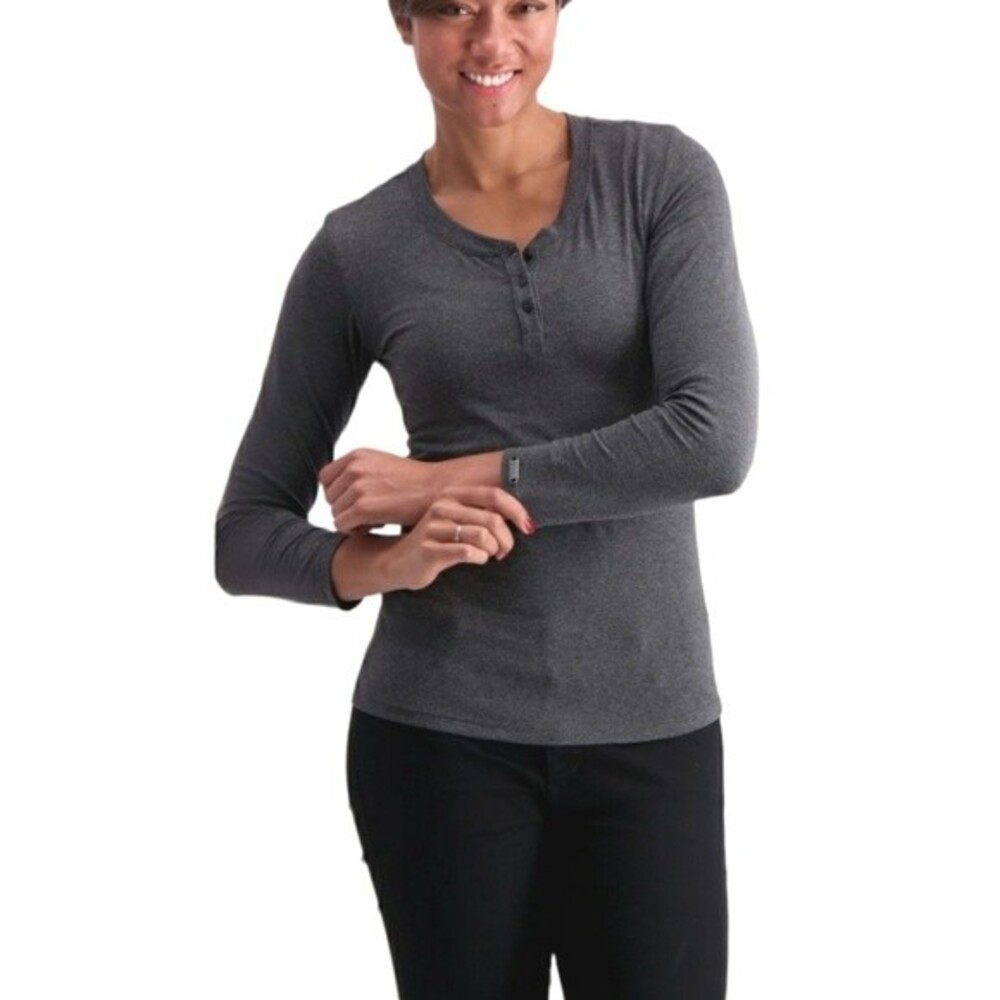 Two Blind Brothers Henley Shirt Womens L Charcoal Long Sleeve Gorpcore Camping